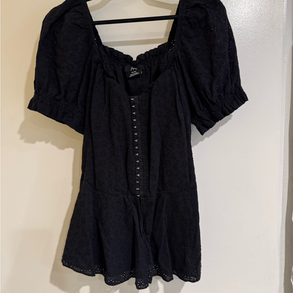 Black Eyelet Top